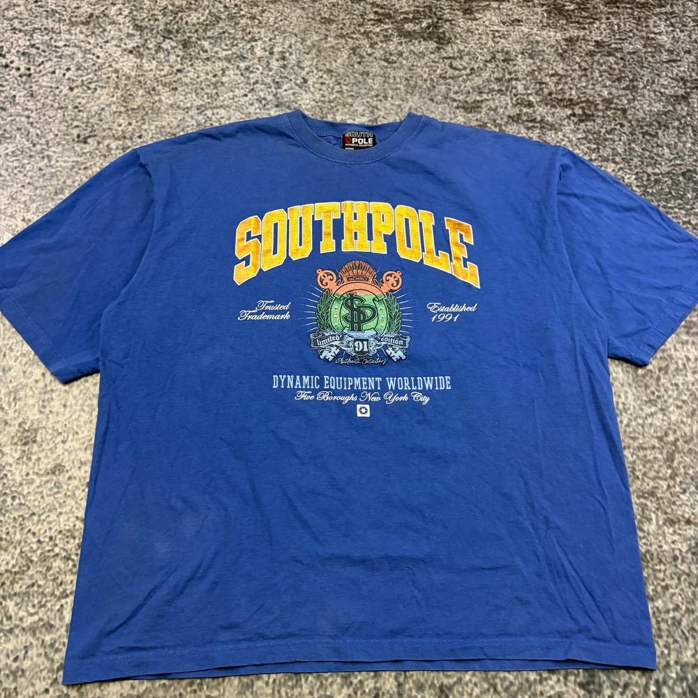 Vintage Southpole T Shirt Mens XXL Blue Hip-Hop Streetwear Graphic Y2K 2000s - Picture 4 of 11